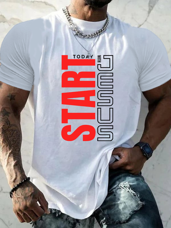 Start Today With Jesus God Christian Cotton T-Shirt