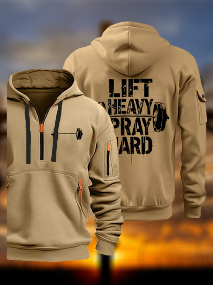 Lift Heavy Pray Hard Jesus God Christian Zipper Hoodies
