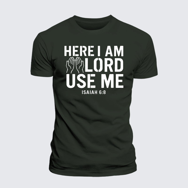 Here l am Lord Use Me Jesus God Christian Premium Mercerized Cotton Tee