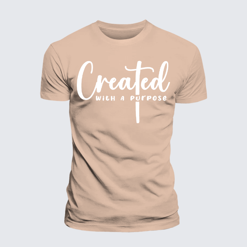Created with A Purpose Jesus God Christian Premium Mercerized Cotton Tee