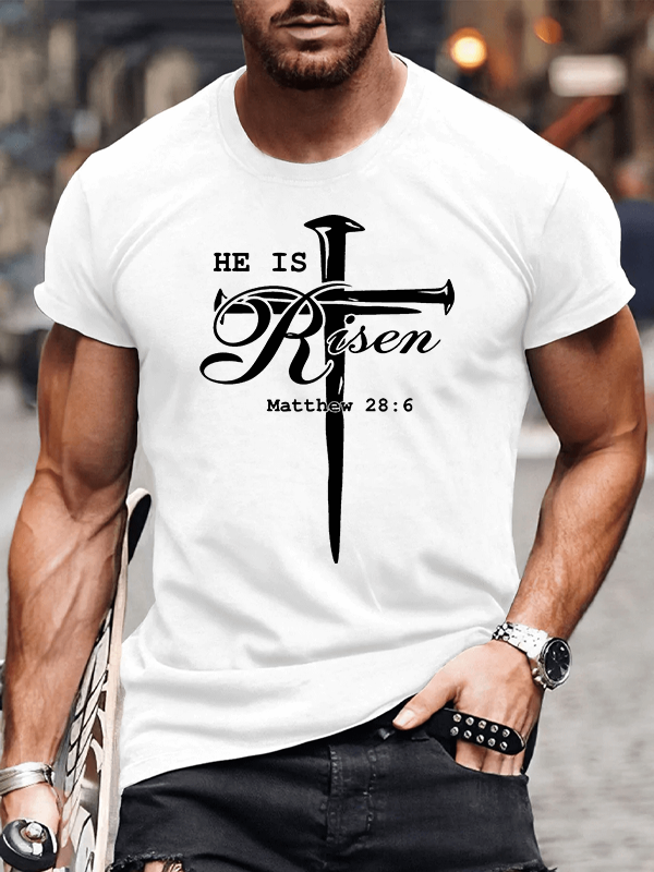He Is Risen Jesus God Christian Cotton T-Shirt