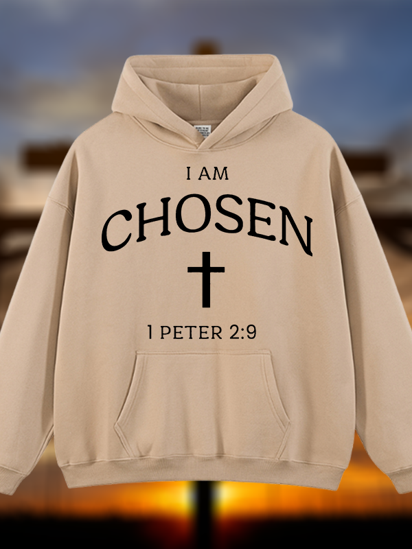 I Am Chosen Jesus God Christian Plush Fleece-Lined Hoodie