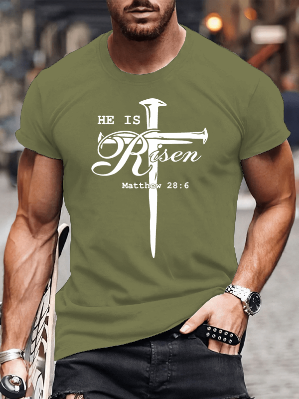 He Is Risen Jesus God Christian Cotton T-Shirt
