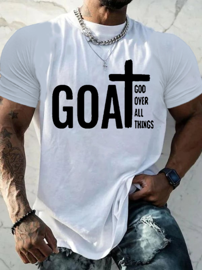Goat God Over All Things Jesus God Christian Cotton T-Shirt