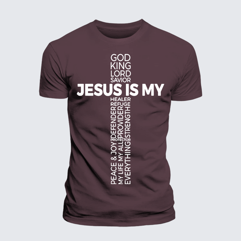 Jesus Is My God King Lord And Savior Jesus God Christian Premium Mercerized Cotton Tee
