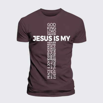 Jesus Is My God King Lord And Savior Jesus God Christian Premium Mercerized Cotton Tee