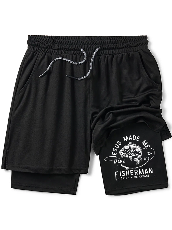 Jesus Made Me A Fisherman Christian Performance Shorts