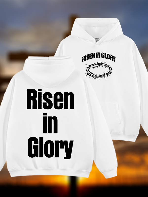 Risen In Glory Jesus God Christian Plush Fleece-Lined Hoodie