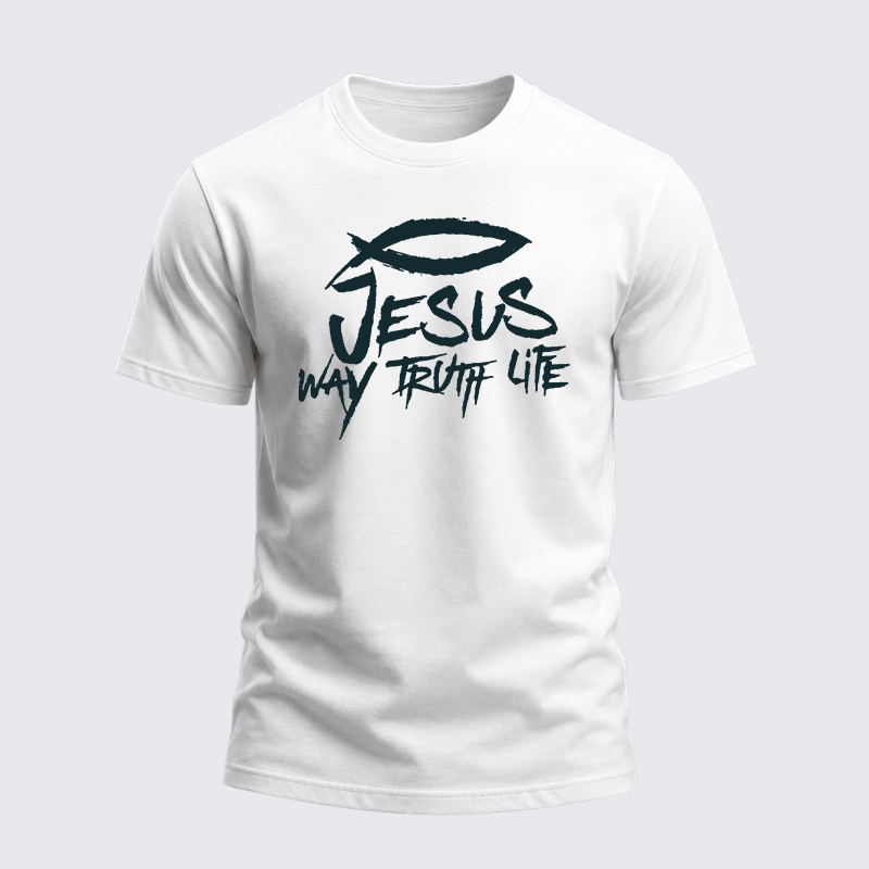 Man Of God Husband Dad Jesus God Christian Cotton T-Shirt