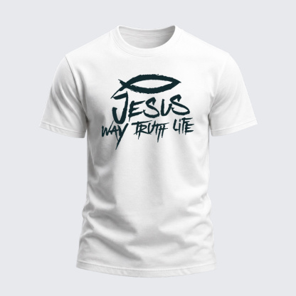 Heavyweight Cotton Tee - Jesus Way Truth Life