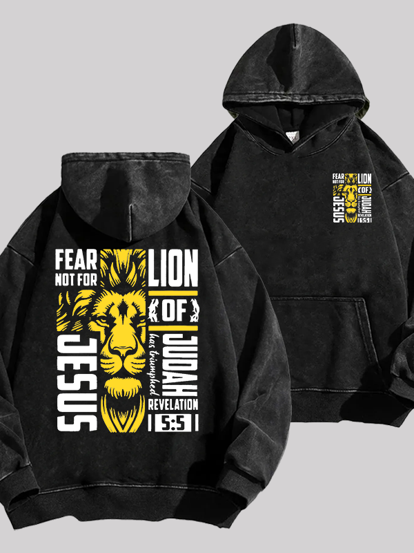 Lion Of Judah Jesus God Christian Washed Hoodie