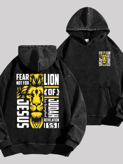 Lion Of Judah Jesus God Christian Washed Hoodie