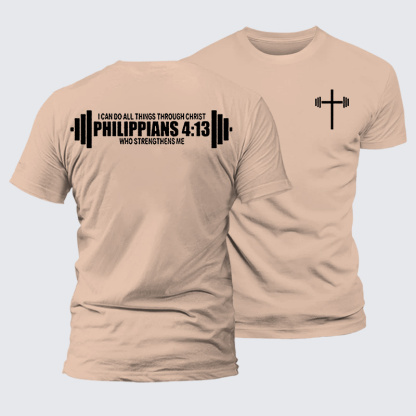 Philippians 4:13 Jesus God Christian Premium Mercerized Cotton Tee