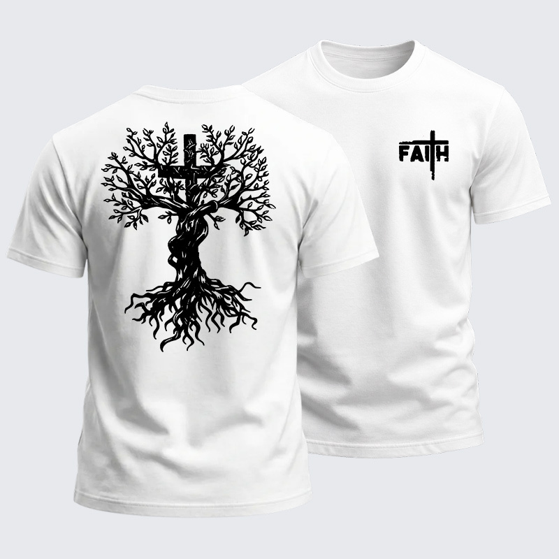Heavyweight Cotton Tee - Faith Tree Cross