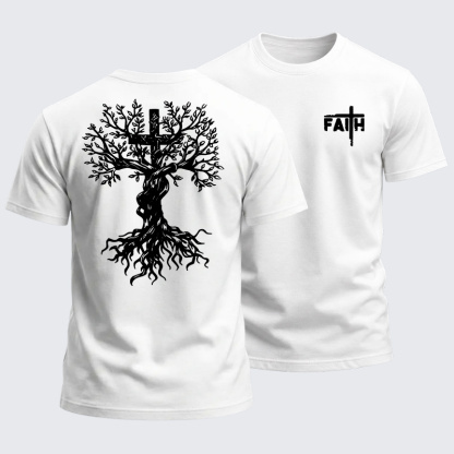Heavyweight Cotton Tee - Faith Tree Cross