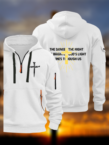 The Darker The Night The Brighter God's Light Shines Through Us Jesus God Christian Zipper Hoodies