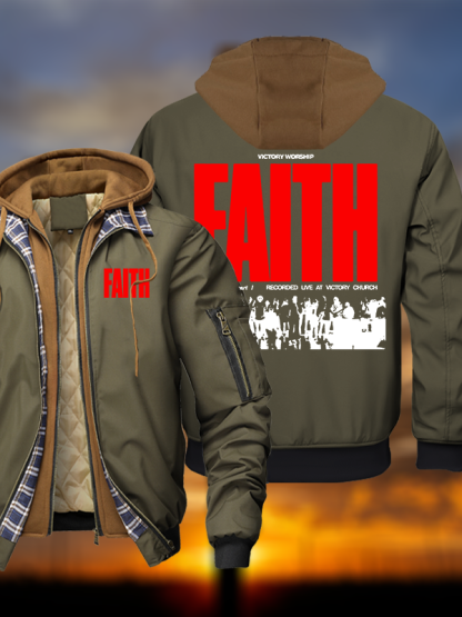 Faith Warm Hooded Bomber Jacket