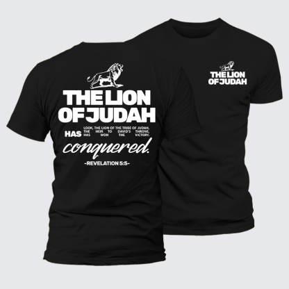 The Lion Of Judah Jesus God Christian Premium Mercerized Cotton Tee