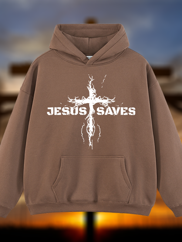 Jesus Saves Jesus God Christian Plush Fleece-Lined Hoodie