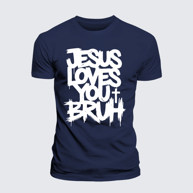 Jesus Loves You Bruh Jesus God Christian Premium Mercerized Cotton Tee