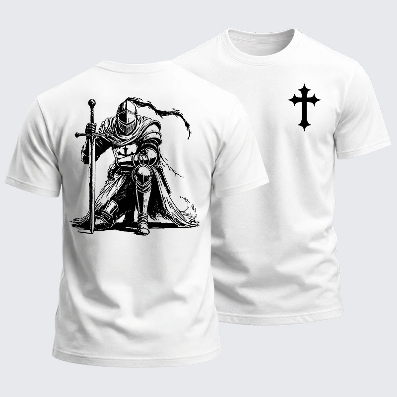Heavyweight Cotton Tee - Crusader Knight Christian