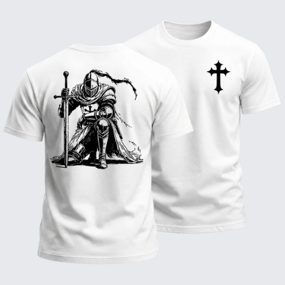 Heavyweight Cotton Tee - Crusader Knight Christian