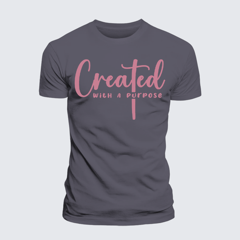 Created with A Purpose Jesus God Christian Premium Mercerized Cotton Tee