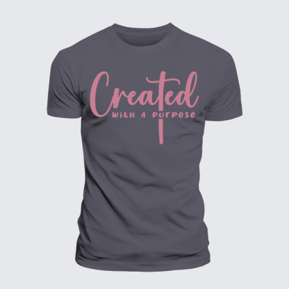 Created with A Purpose Jesus God Christian Premium Mercerized Cotton Tee