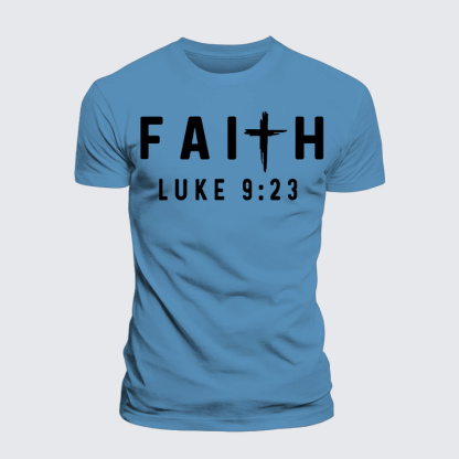 Luke 9:23 Jesus God Christian Premium Mercerized Cotton Tee