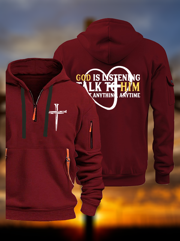 God Is Listening Talk To Him About Anything Anytime Jesus God Christian Zipper Hoodies