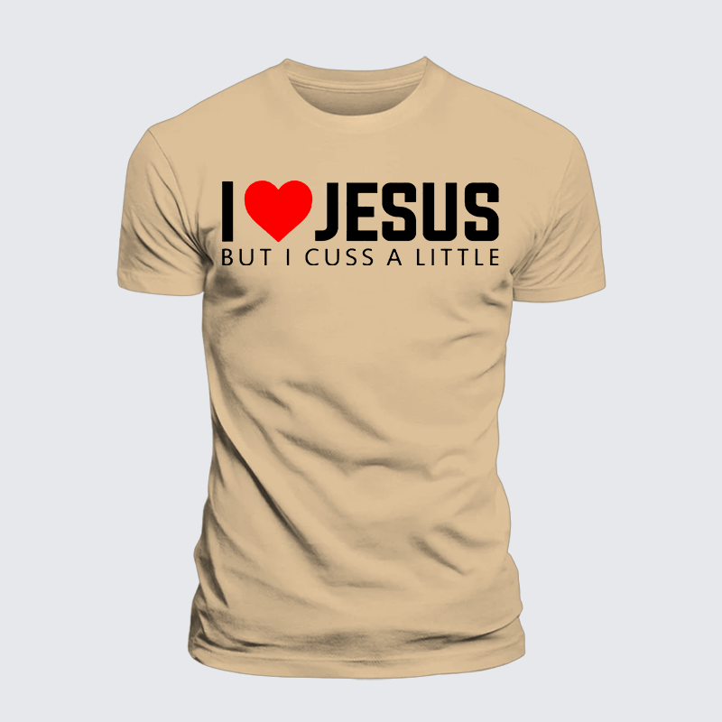 I Love Jesus But I Cuss A Little Jesus God Christian Premium Mercerized Cotton Tee