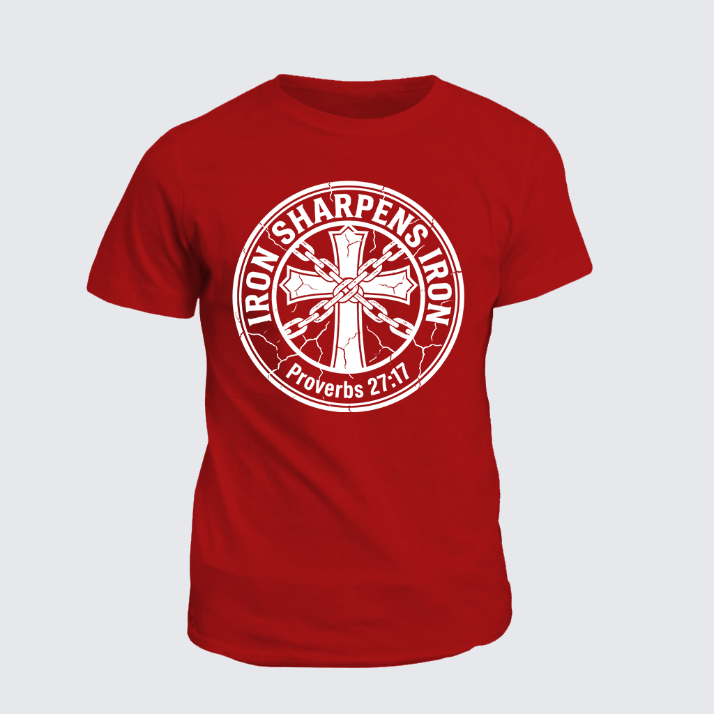 Iron Sharpens Iron - Proverbs 27:17 Jesus God Christian Cotton T-Shirt
