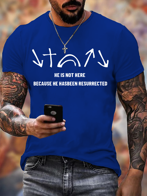 He Is Not Here Jesus God Christian Cotton T-Shirt