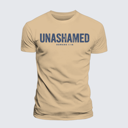 UNASHAMED Romans 1:16 Jesus God Christian Premium Mercerized Cotton Tee