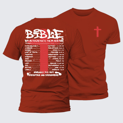 Bible Emergency Numbers Jesus God Christian Premium Mercerized Cotton Tee