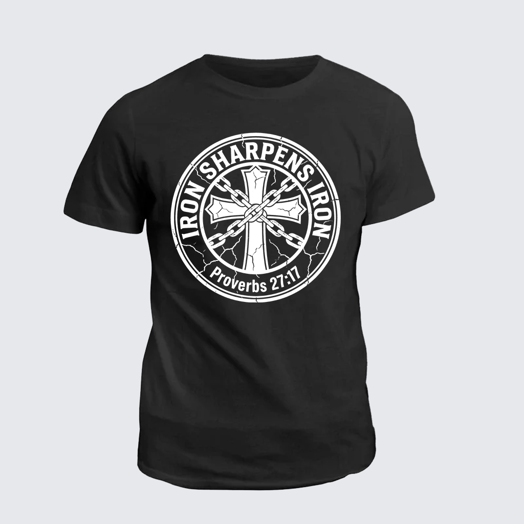 Iron Sharpens Iron - Proverbs 27:17 Jesus God Christian Cotton T-Shirt