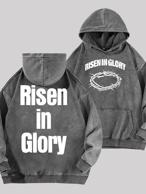 Risen In Glory Jesus God Christian Washed Hoodie