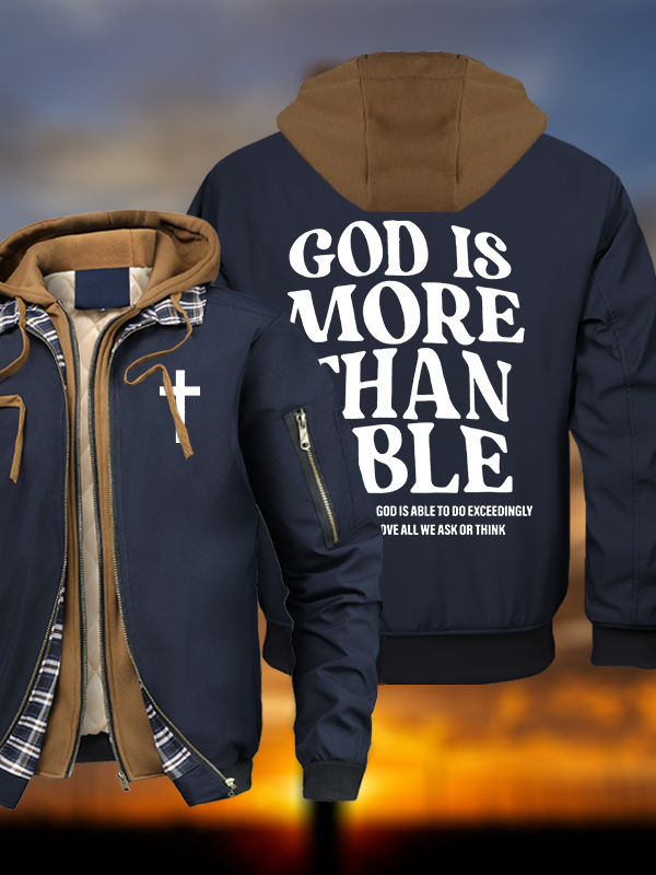 God Is More Than Able Warm Hooded Bomber Jacket