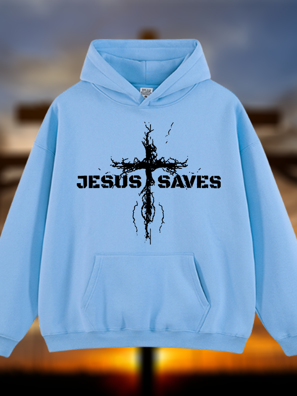 Jesus Saves Jesus God Christian Plush Fleece-Lined Hoodie