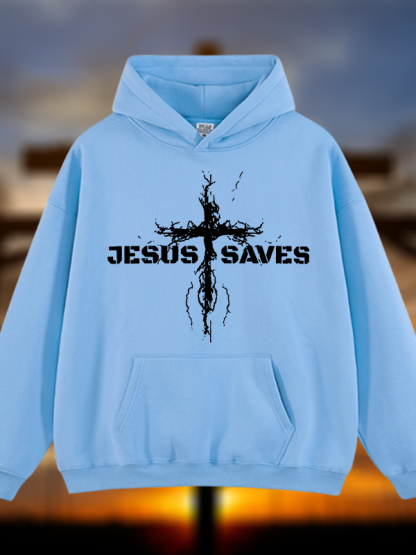 Jesus Saves Jesus God Christian Plush Fleece-Lined Hoodie