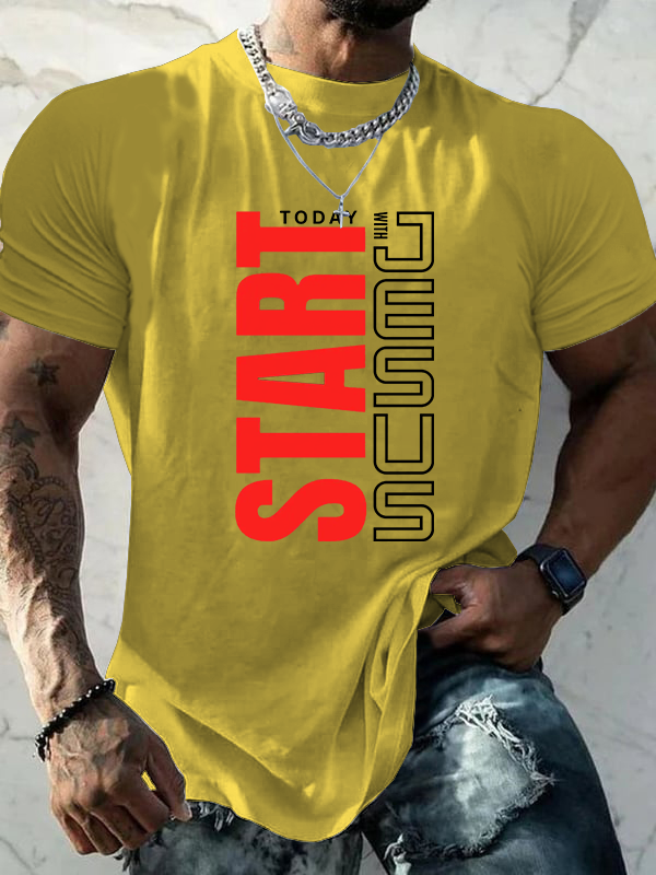 Start Today With Jesus God Christian Cotton T-Shirt