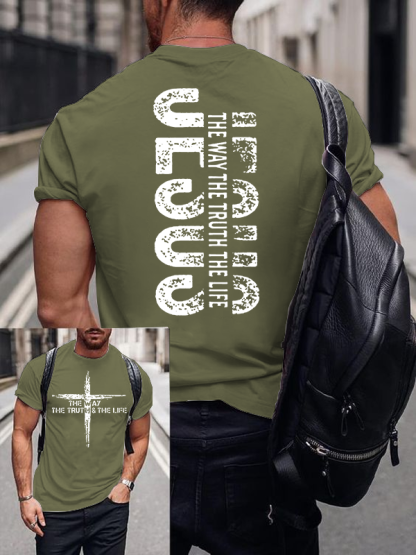 Faith Cross The Way The Truth The Life Jesus God Christian Cotton T-Shirt
