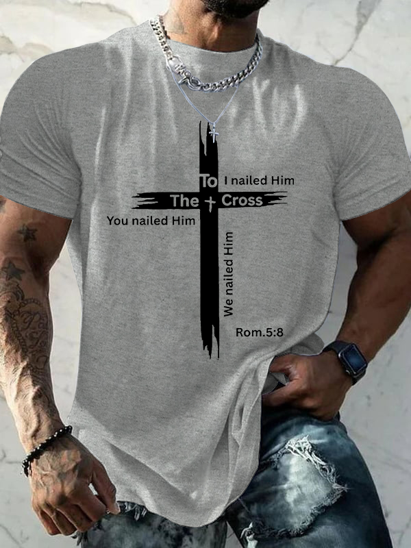 Faith Cross Romans 5:8 Jesus God Christian Cotton T-Shirt