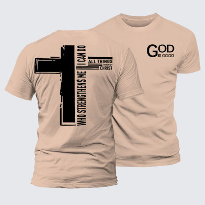 God Is Good Philippians 4:13 Jesus God Christian Premium Mercerized Cotton Tee