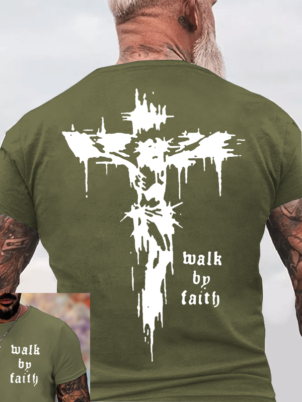 Walk By Faith Jesus God Christian Cotton T-Shirt