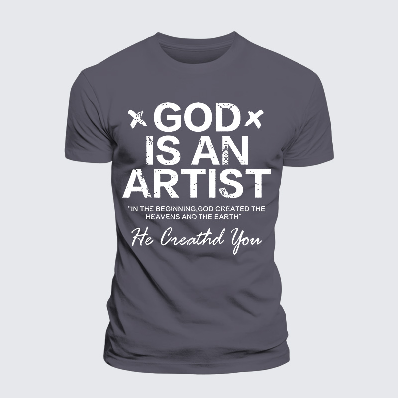 God Is An Artist Jesus God Christian Premium Mercerized Cotton Tee