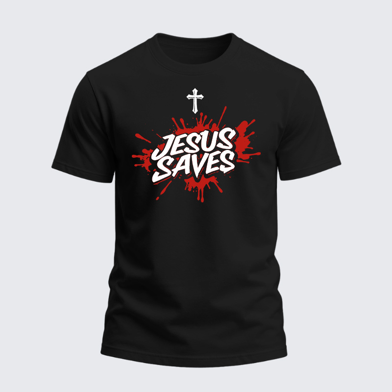 Heavyweight Cotton Tee - Jesus Saves Cross