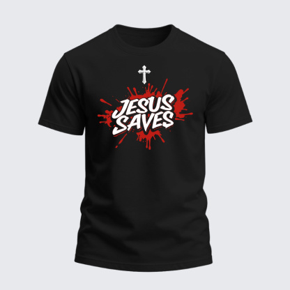 Heavyweight Cotton Tee - Jesus Saves Cross