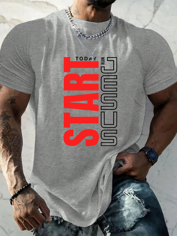 Start Today With Jesus God Christian Cotton T-Shirt
