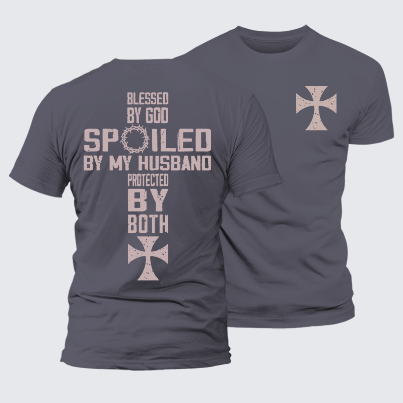 God And Husband Protected Jesus God Christian Premium Mercerized Cotton Tee